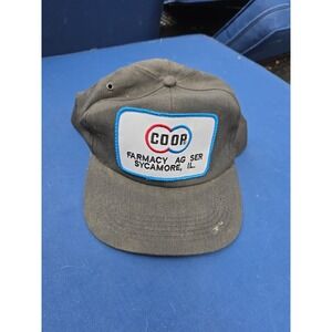 Vtg COOP Farmacy Ag Service Hat 90s K-Brand Snapback Farm Cap Patch Sycamore IL